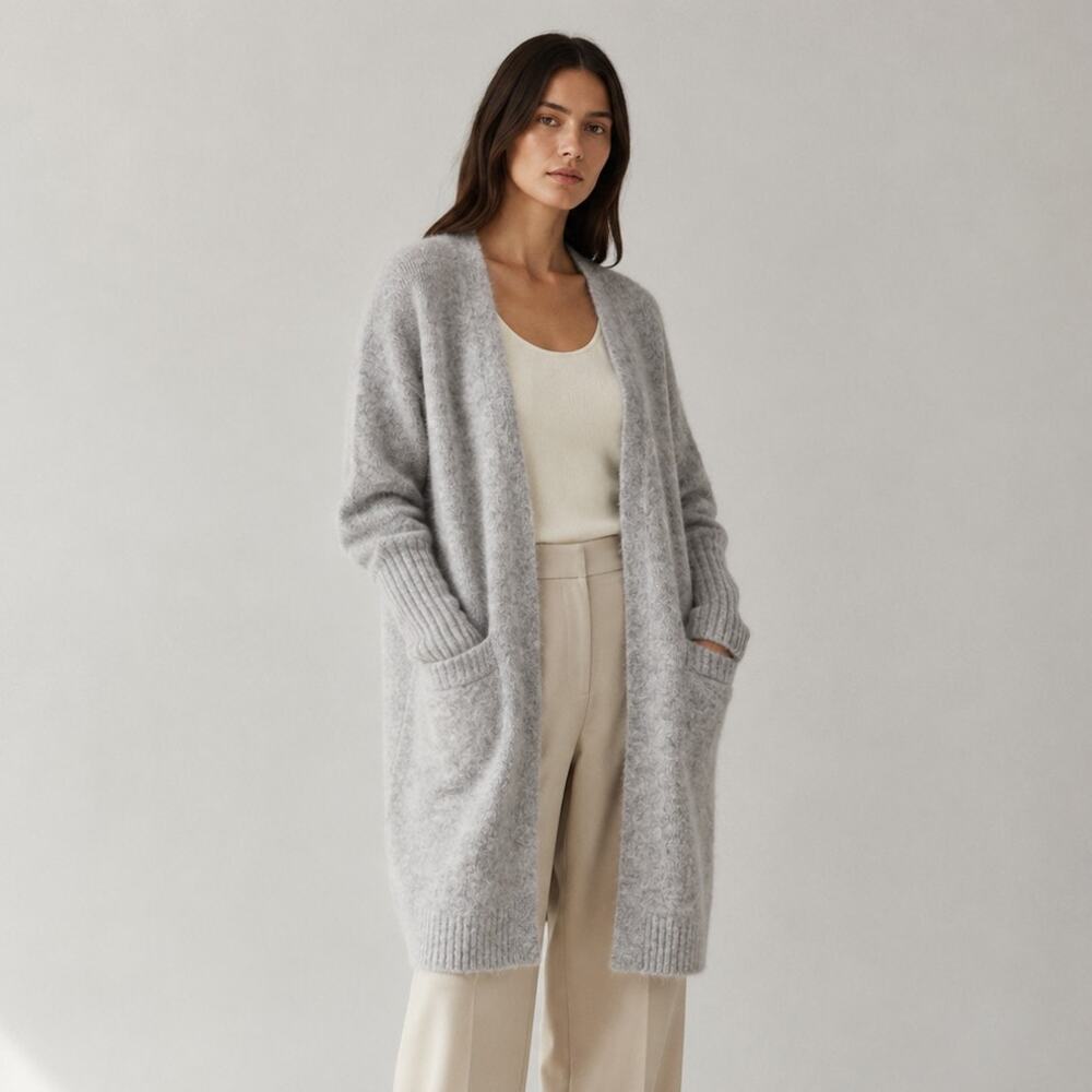 Acne Studios Gray Raya Mohair Open Front Cardigan Knit Sweater, Size XS